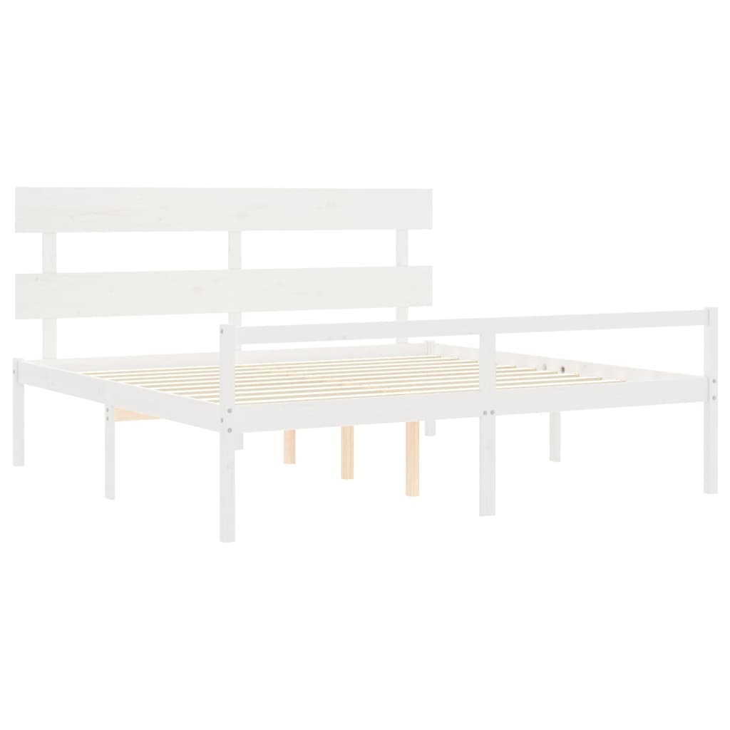 Senior Bed without Mattress White 200x200 cm Solid Wood