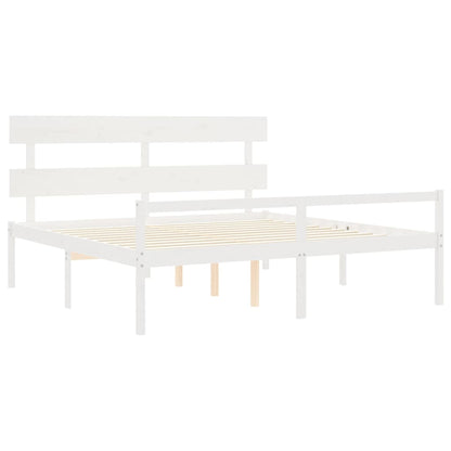 Senior Bed without Mattress White 200x200 cm Solid Wood