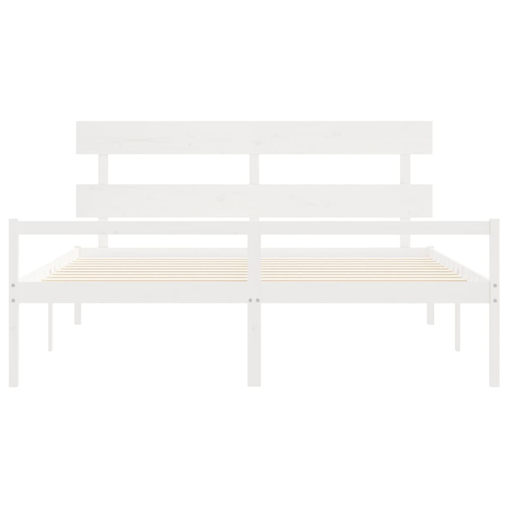 Senior Bed without Mattress White 200x200 cm Solid Wood