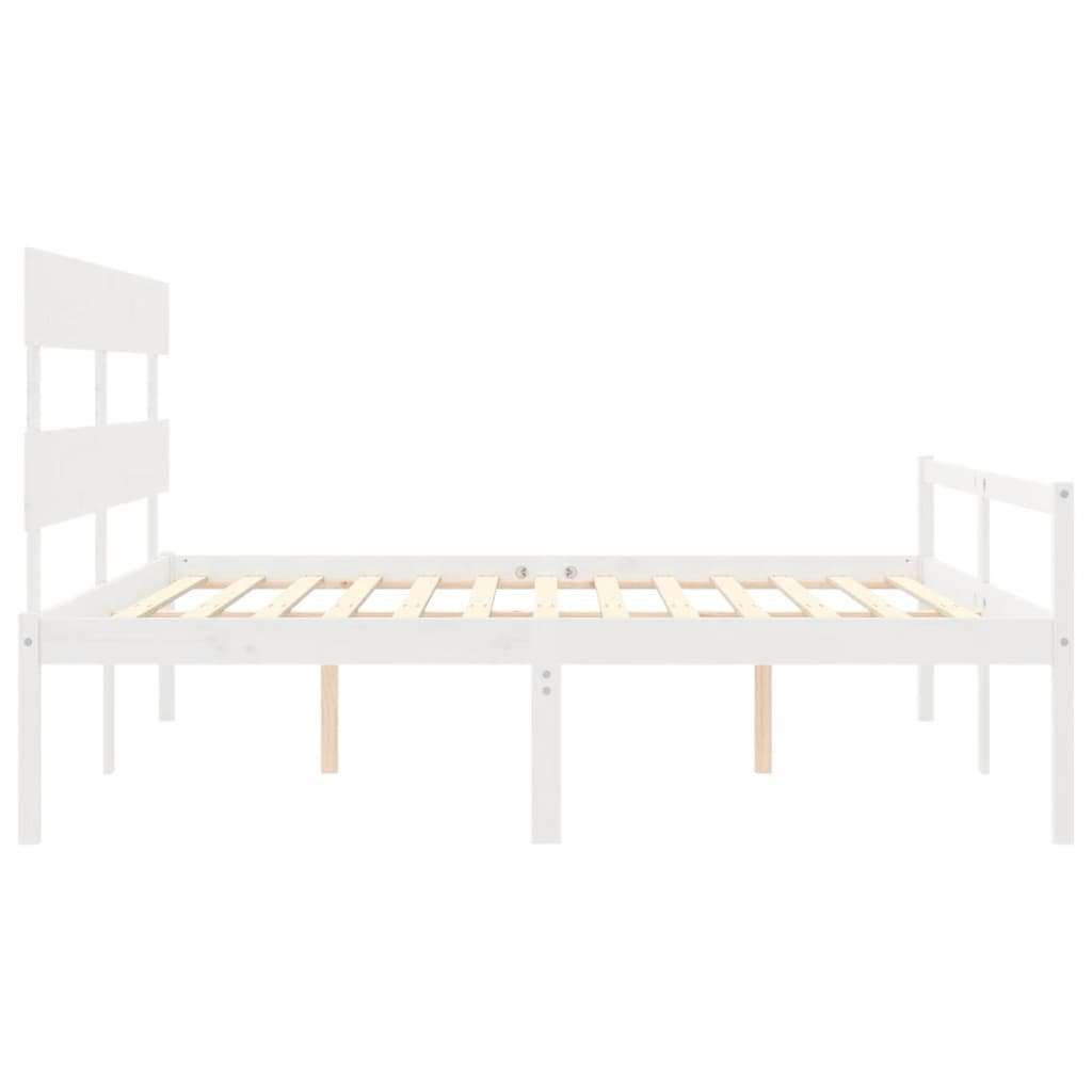 Senior Bed without Mattress White 200x200 cm Solid Wood