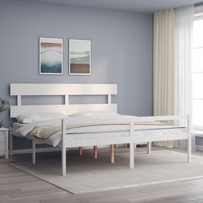 Senior Bed without Mattress White 200x200 cm Solid Wood