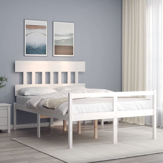 Senior Bed without Mattress White Small Double Solid Wood