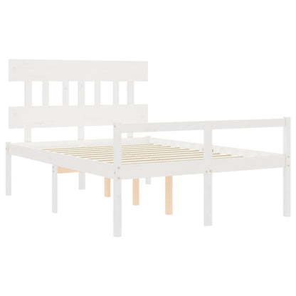 Senior Bed without Mattress White 140x190 cm Solid Wood