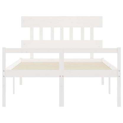 Senior Bed without Mattress White 140x190 cm Solid Wood