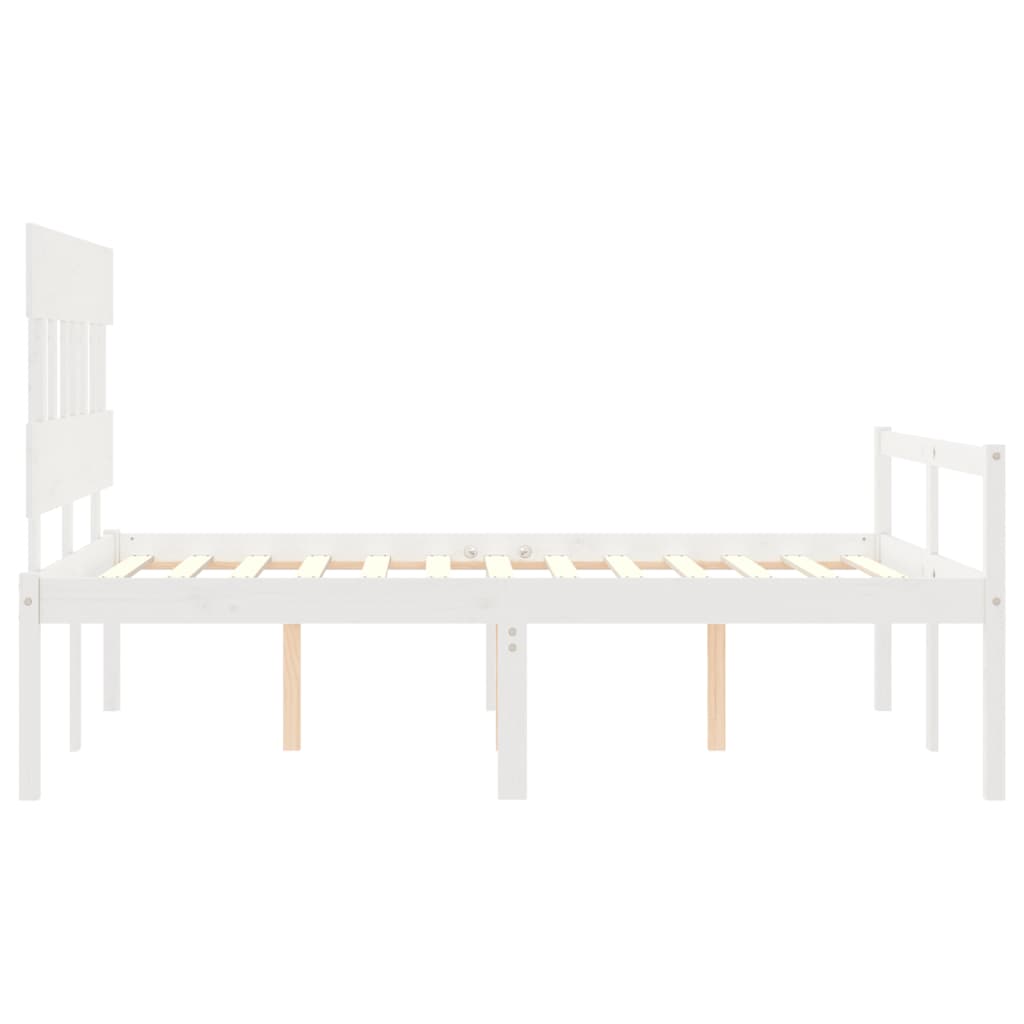 Senior Bed without Mattress White 140x190 cm Solid Wood
