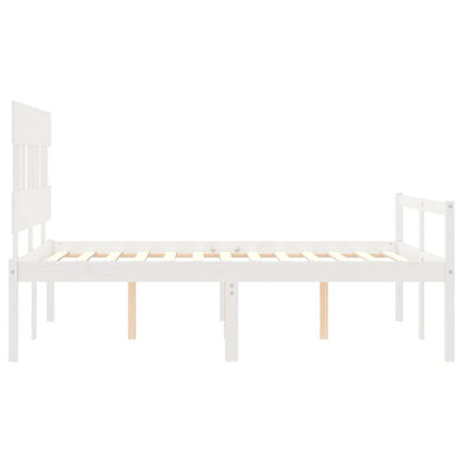Senior Bed without Mattress White 140x190 cm Solid Wood