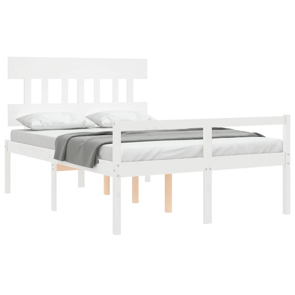 Senior Bed without Mattress White 120x200 cm Solid Wood