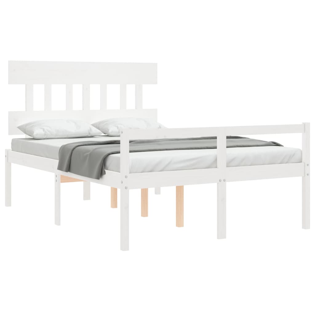 Senior Bed without Mattress White 120x200 cm Solid Wood