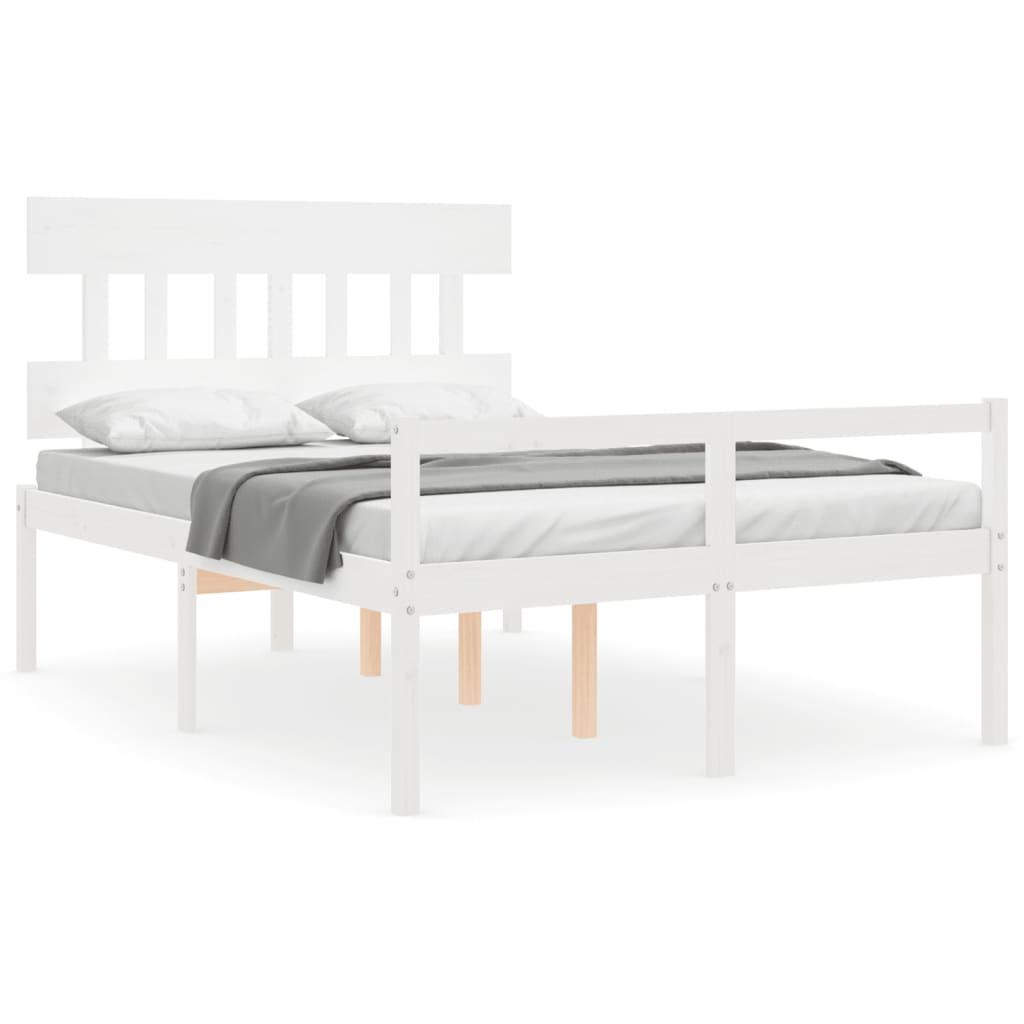 Senior Bed without Mattress White 140x200 cm Solid Wood