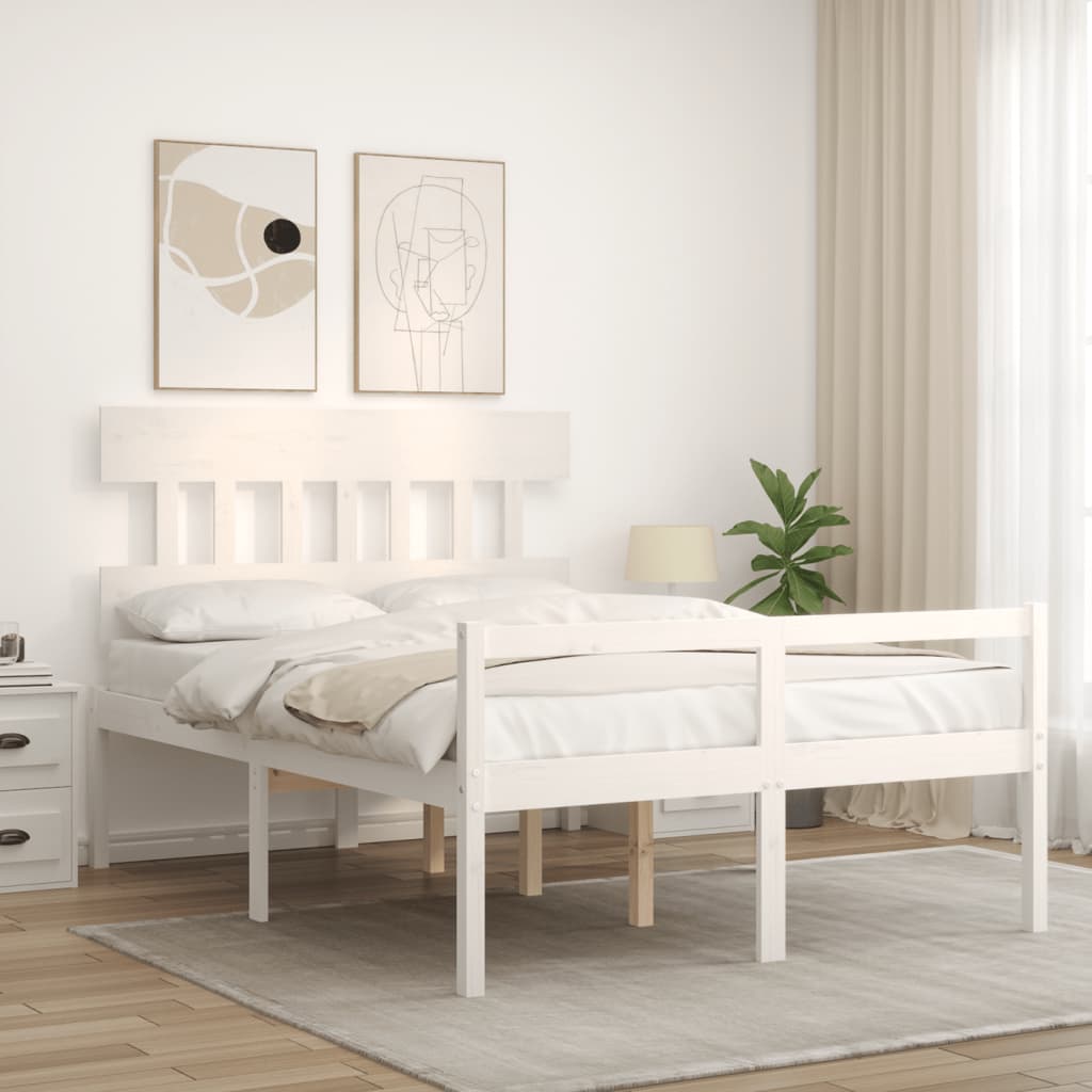 Senior Bed without Mattress White 140x200 cm Solid Wood