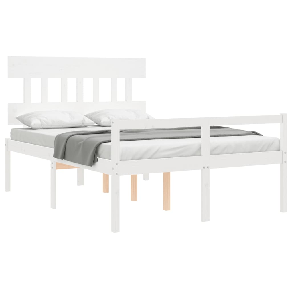 Senior Bed without Mattress White 140x200 cm Solid Wood
