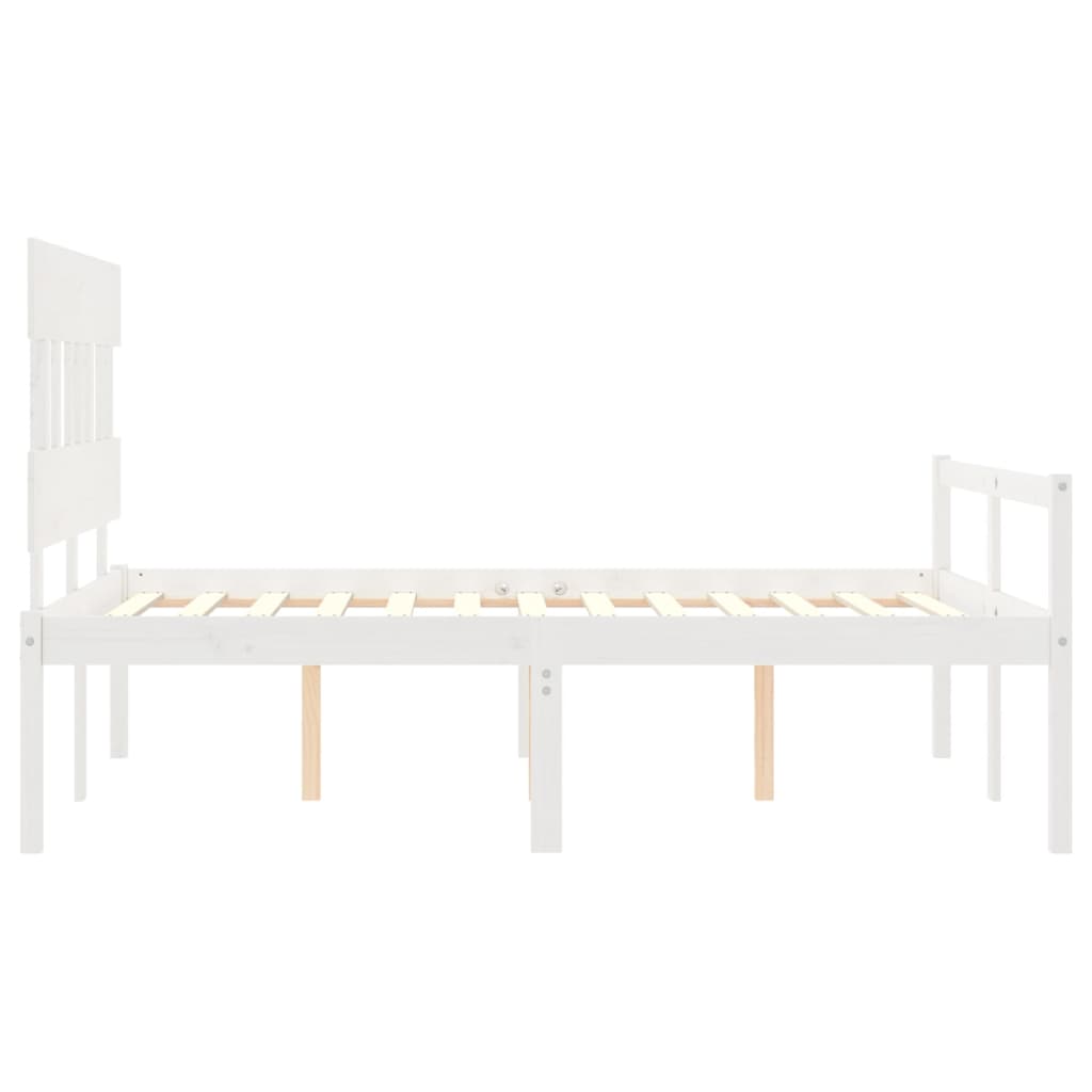 Senior Bed without Mattress White 140x200 cm Solid Wood
