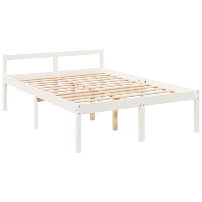 Senior Bed without Mattress White 140x200 cm Solid Wood