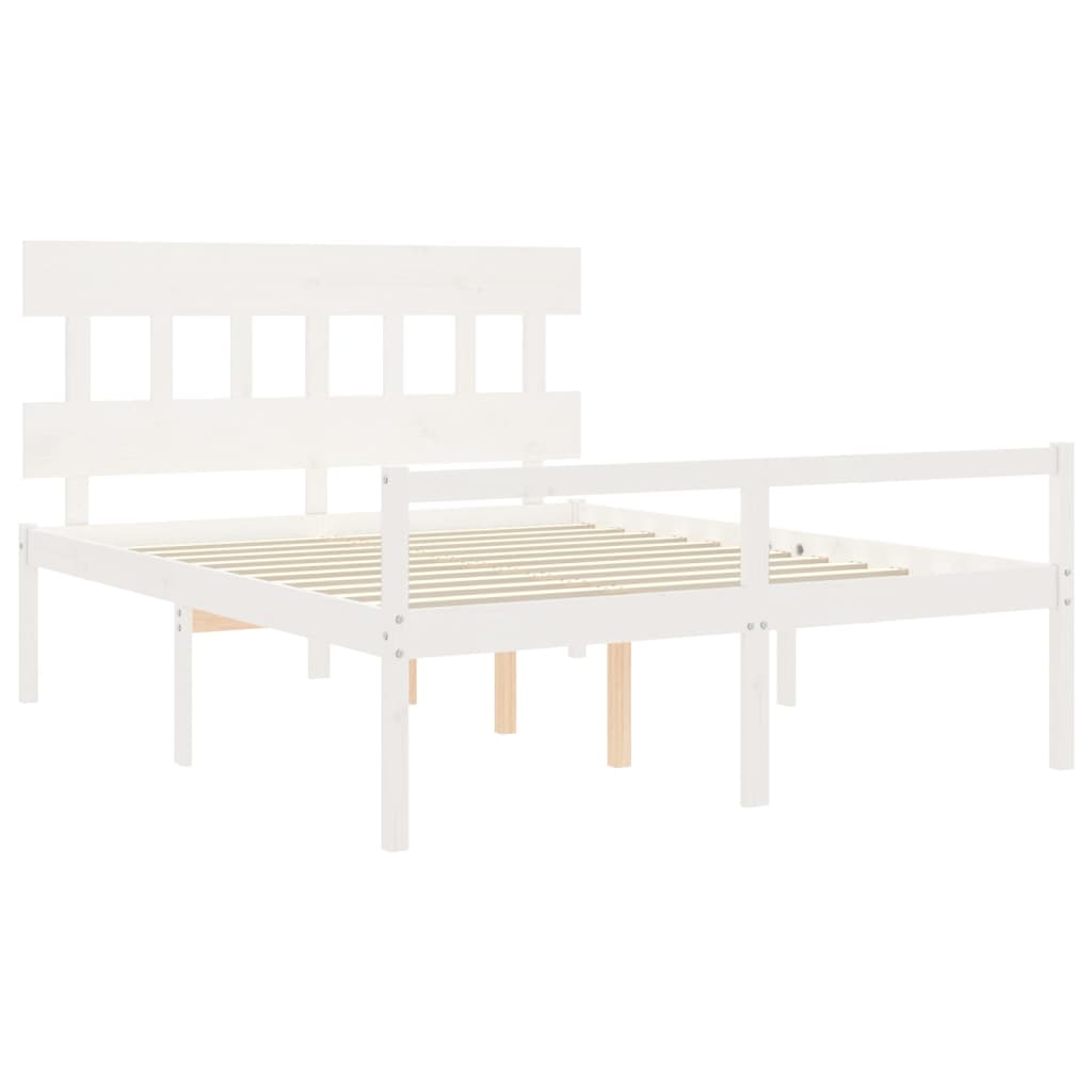Senior Bed without Mattress White 160x200 cm Solid Wood