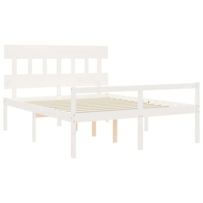 Senior Bed without Mattress White 160x200 cm Solid Wood