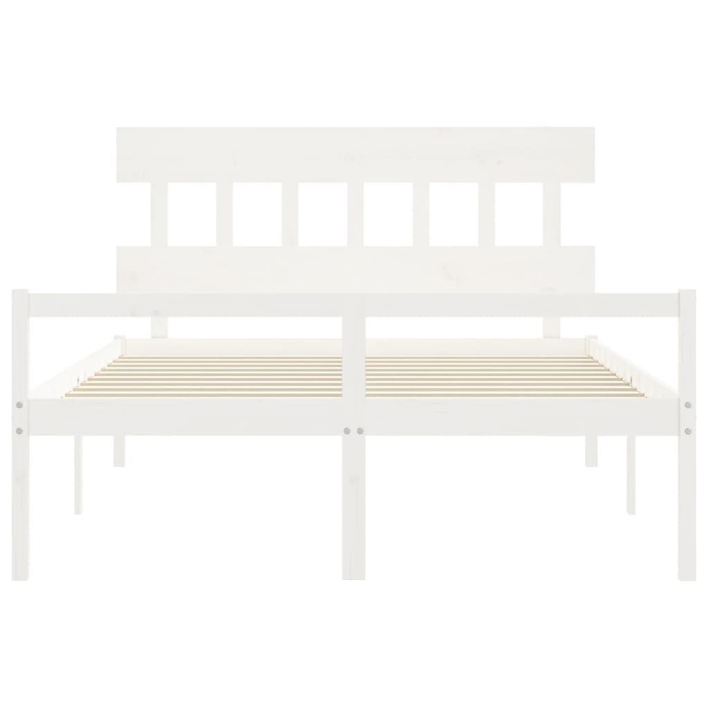 Senior Bed without Mattress White 160x200 cm Solid Wood