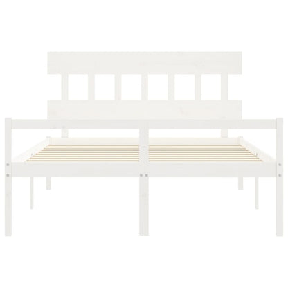 Senior Bed without Mattress White 160x200 cm Solid Wood