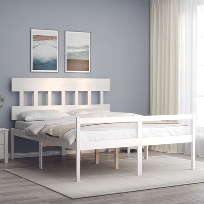 Senior Bed without Mattress White 160x200 cm Solid Wood