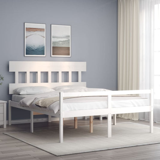 Senior Bed without Mattress White 160x200 cm Solid Wood