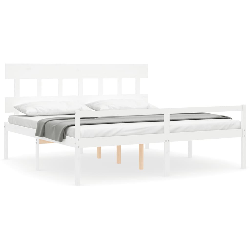 Senior Bed without Mattress White 200x200 cm Solid Wood