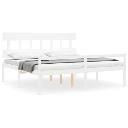 Senior Bed without Mattress White 200x200 cm Solid Wood