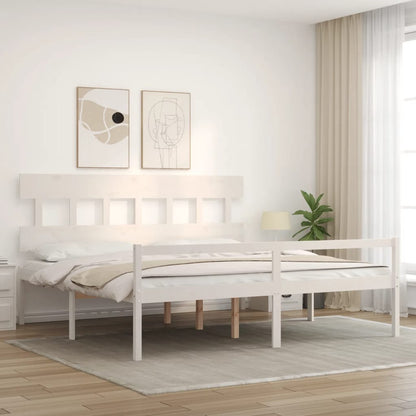 Senior Bed without Mattress White 200x200 cm Solid Wood