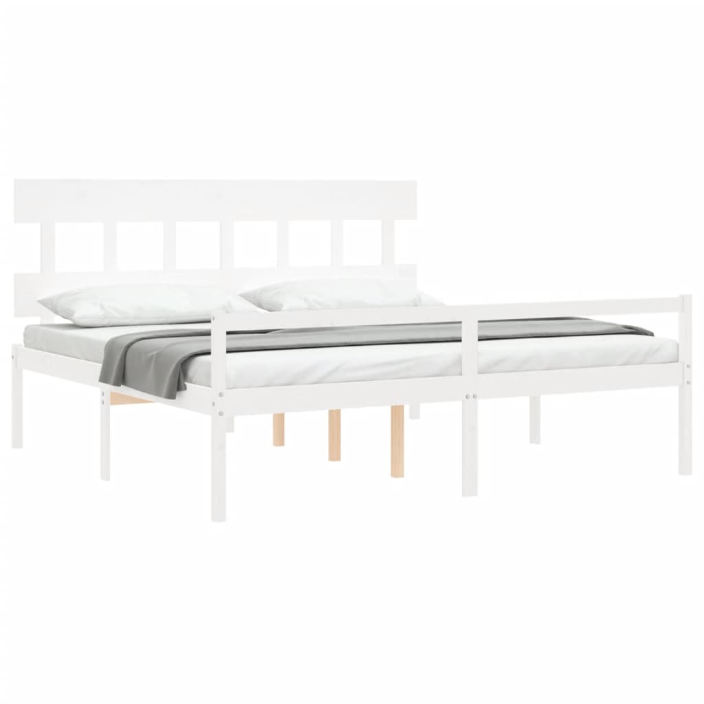Senior Bed without Mattress White 200x200 cm Solid Wood