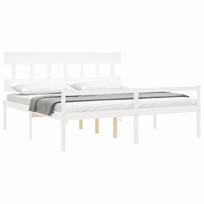 Senior Bed without Mattress White 200x200 cm Solid Wood