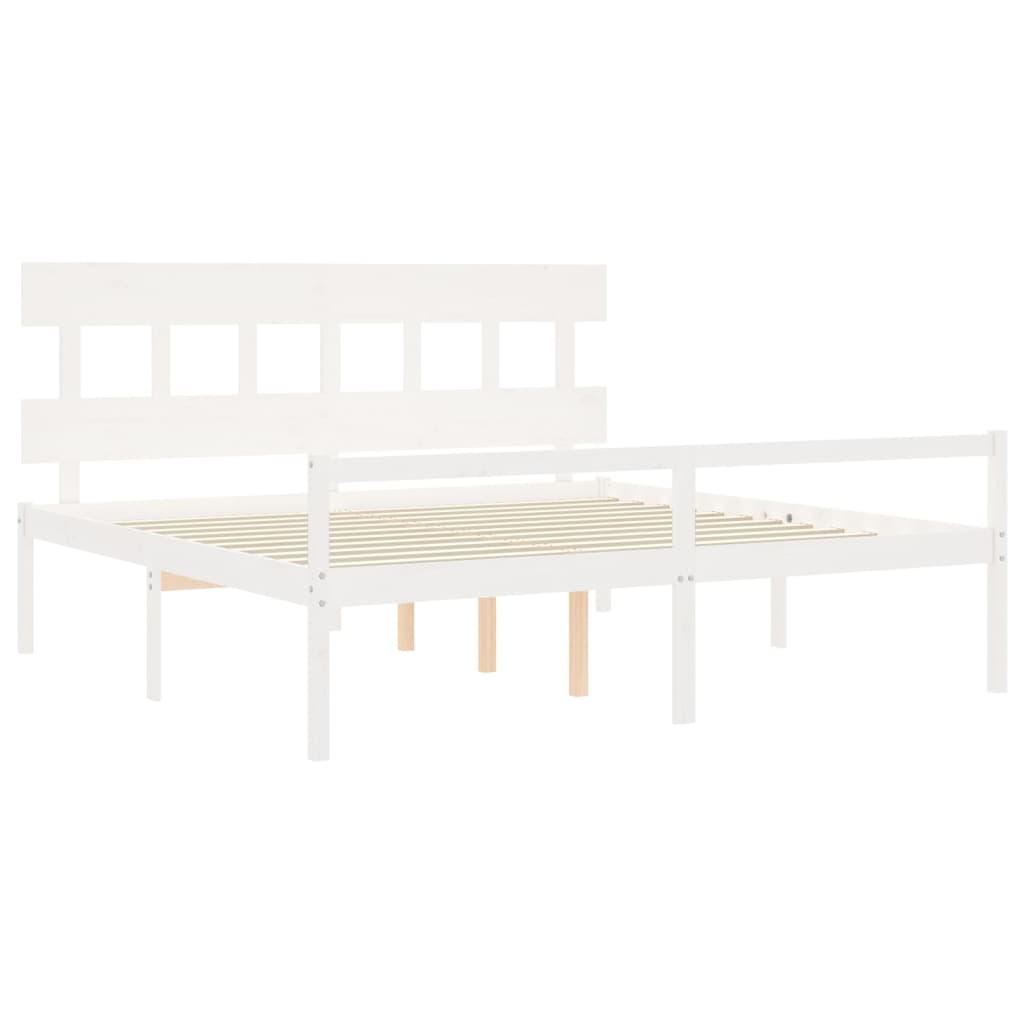 Senior Bed without Mattress White 200x200 cm Solid Wood
