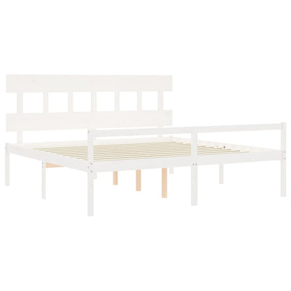 Senior Bed without Mattress White 200x200 cm Solid Wood