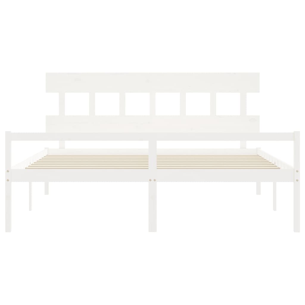 Senior Bed without Mattress White 200x200 cm Solid Wood