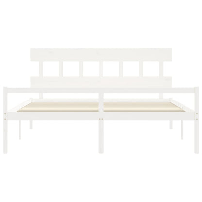 Senior Bed without Mattress White 200x200 cm Solid Wood