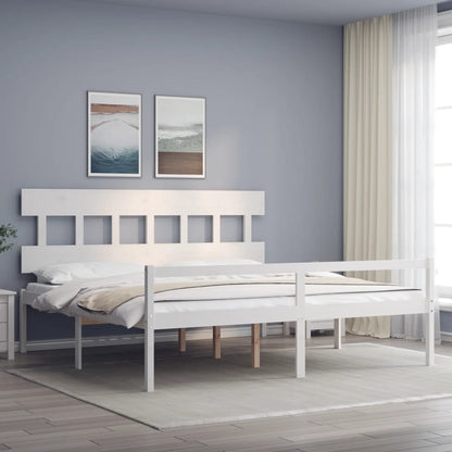 Senior Bed without Mattress White 200x200 cm Solid Wood