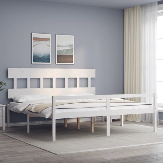 Senior Bed without Mattress White 200x200 cm Solid Wood