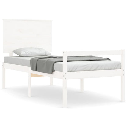 Senior Bed without Mattress White Single Solid Wood