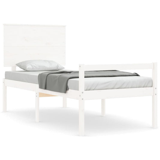 Senior Bed without Mattress White Single Solid Wood