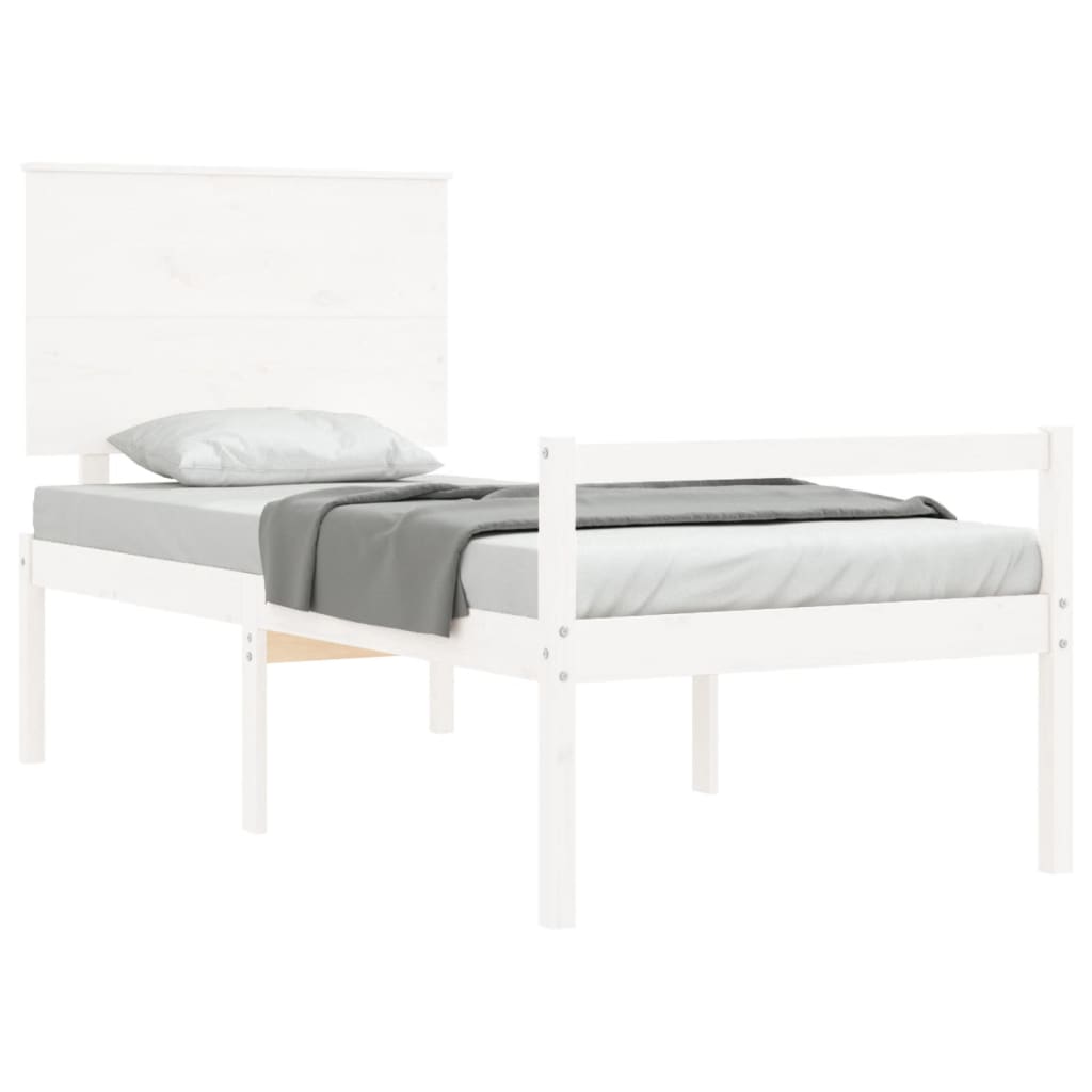 Senior Bed without Mattress White Single Solid Wood