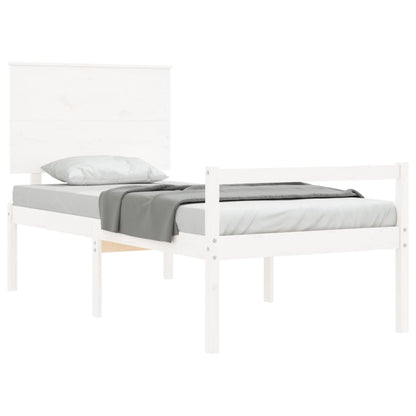 Senior Bed without Mattress White Single Solid Wood