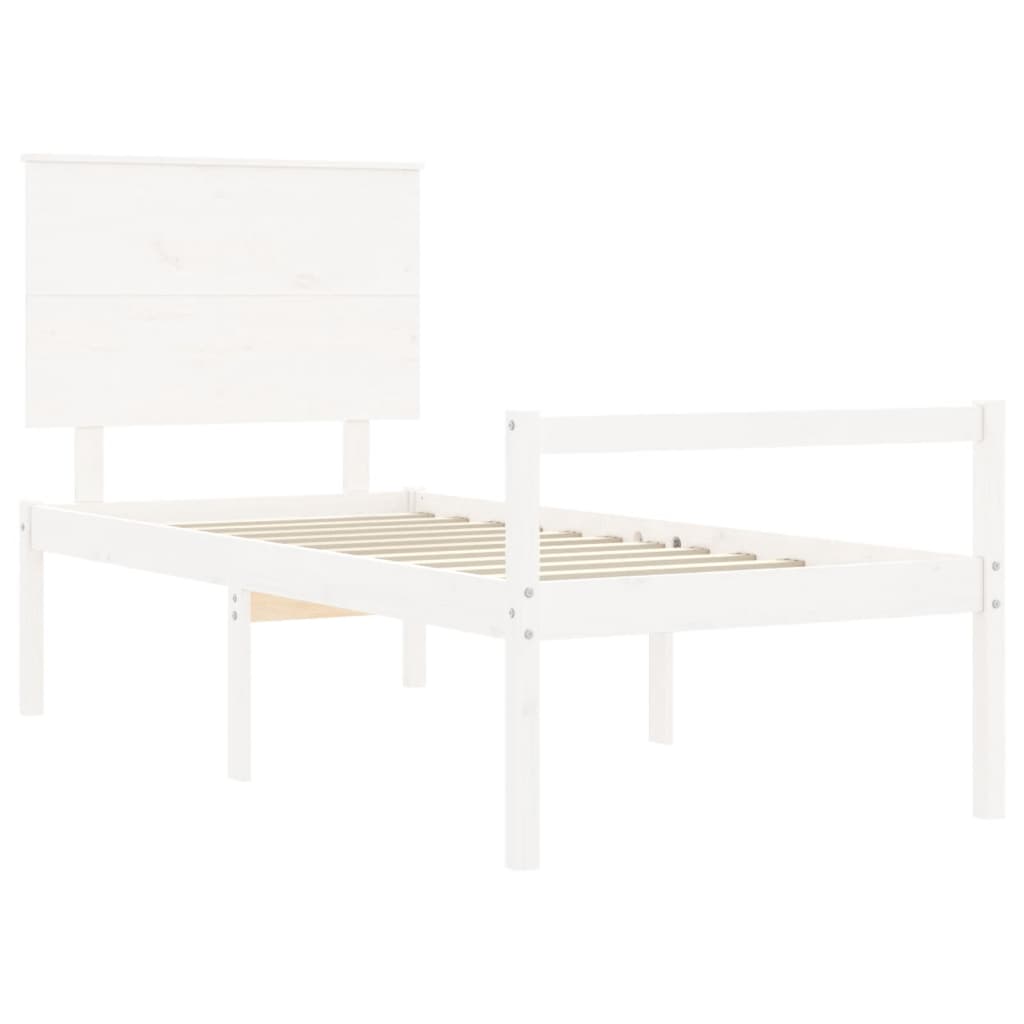 Senior Bed without Mattress White Single Solid Wood