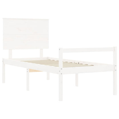 Senior Bed without Mattress White Single Solid Wood
