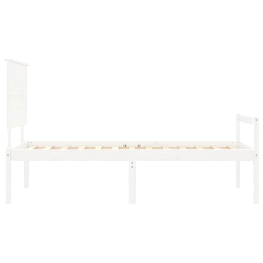 Senior Bed without Mattress White Single Solid Wood