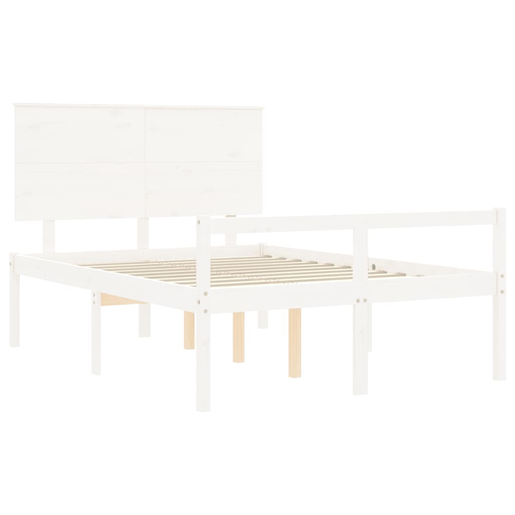 Senior Bed without Mattress White Small Double Solid Wood