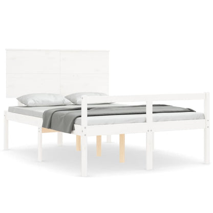Senior Bed without Mattress White 140x190 cm Solid Wood