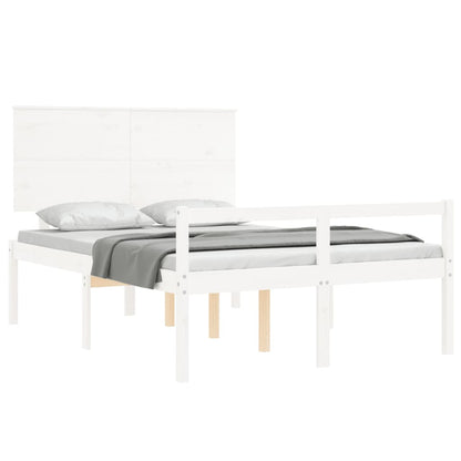 Senior Bed without Mattress White 140x190 cm Solid Wood