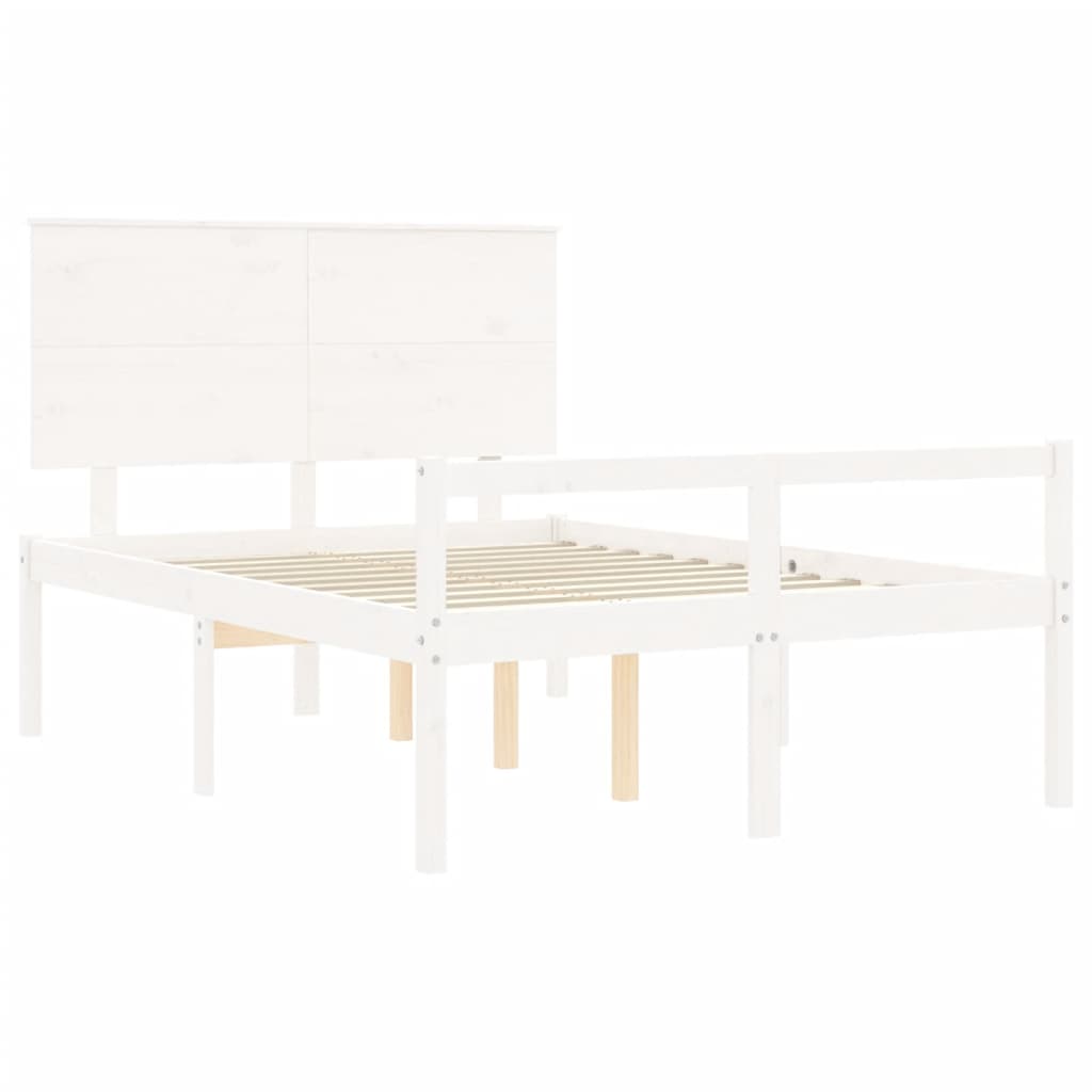 Senior Bed without Mattress White 140x190 cm Solid Wood