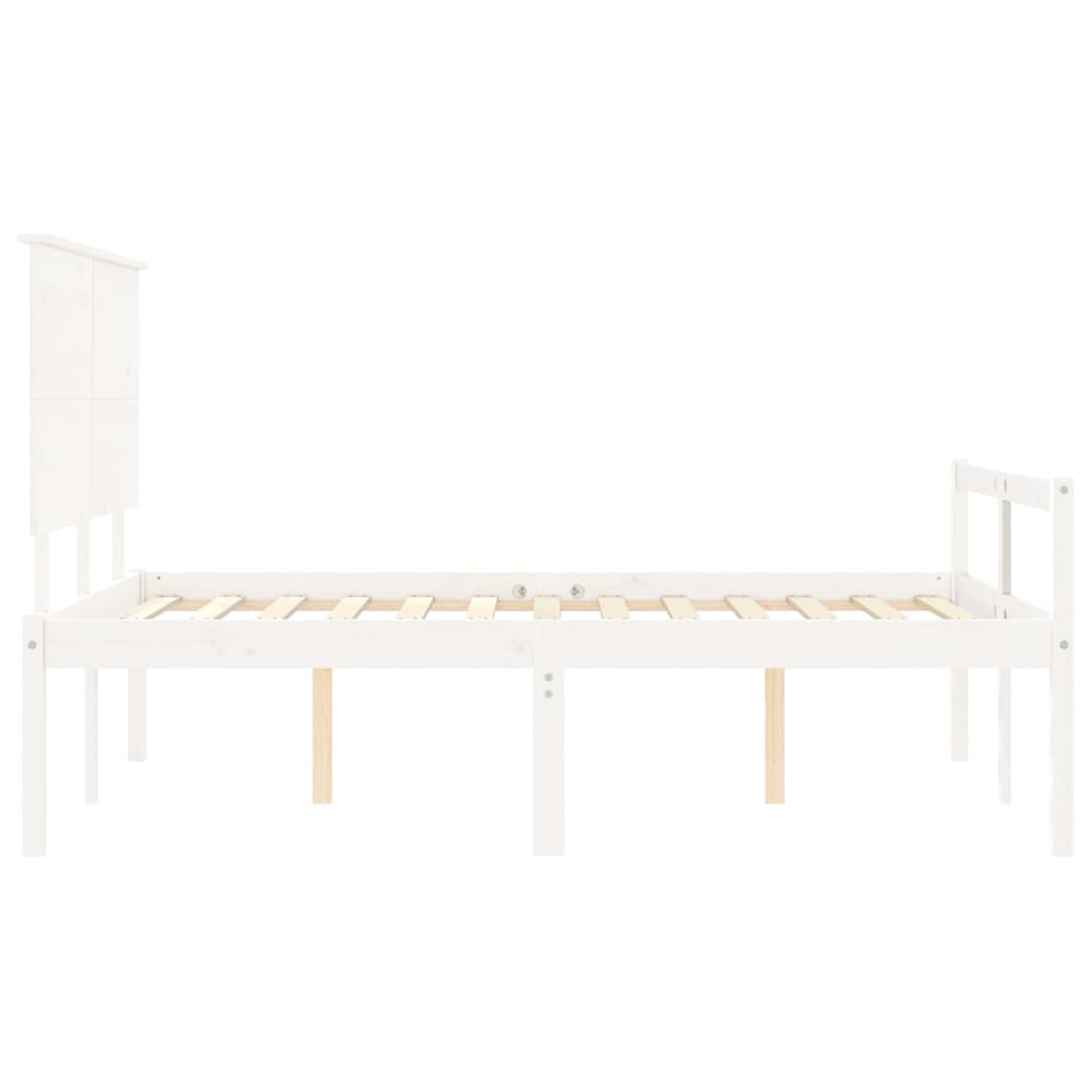 Senior Bed without Mattress White 140x190 cm Solid Wood