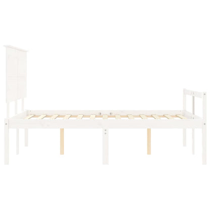 Senior Bed without Mattress White 140x190 cm Solid Wood