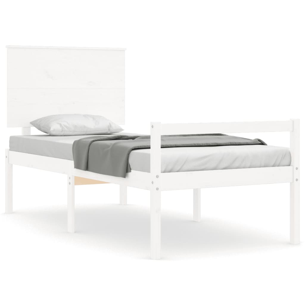 Senior Bed without Mattress White 90x200 cm Solid Wood