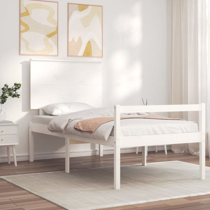Senior Bed without Mattress White 90x200 cm Solid Wood