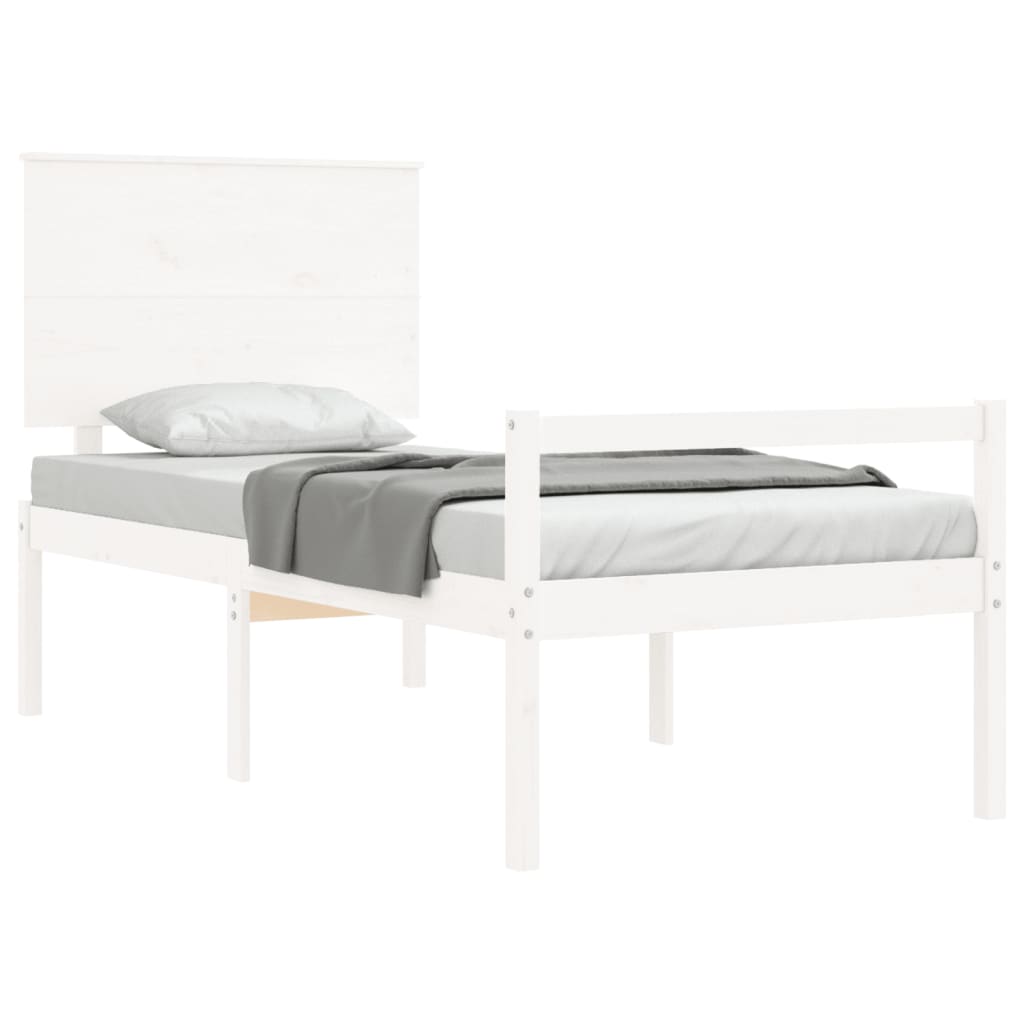 Senior Bed without Mattress White 90x200 cm Solid Wood